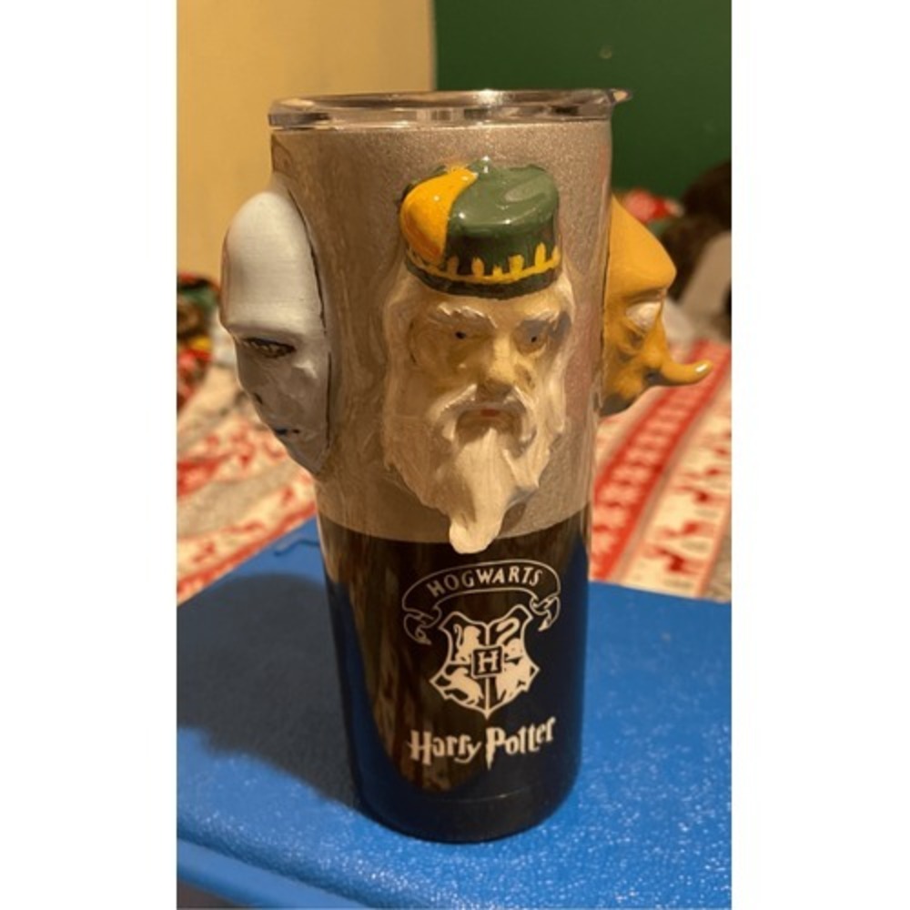 20oz 3D Faces Harry Potter Hogwarts Custom  insulated Built Cup One of a kind